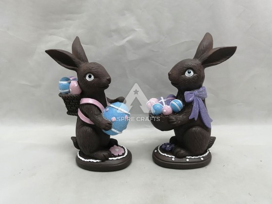 Vibrant Synthetic Polyresin Easter Rabbit Decorations