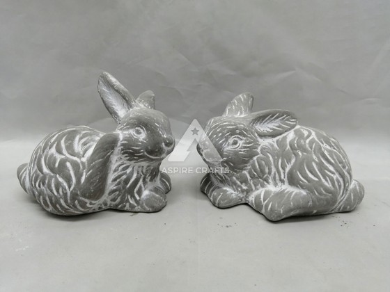 Festive Synthetic Polyresin Easter Bunny Sculptures