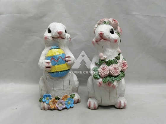 Unique Easter Bunny Decorations in Synthetic Polyresin