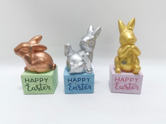 Enchanted Easter Bunnies in Synthetic Polyresin