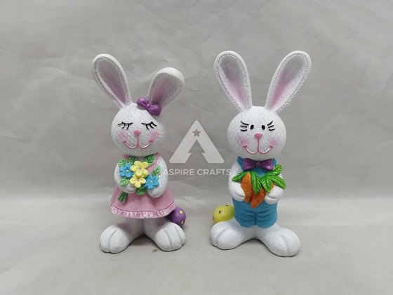 Cheerful Polyresin Bunnies for Easter Decor