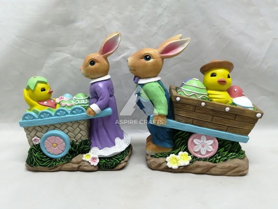 Easter-themed Synthetic Polyresin Rabbit Figurines