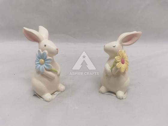 Easter Bunny Figurines in Vibrant Synthetic Polyresin