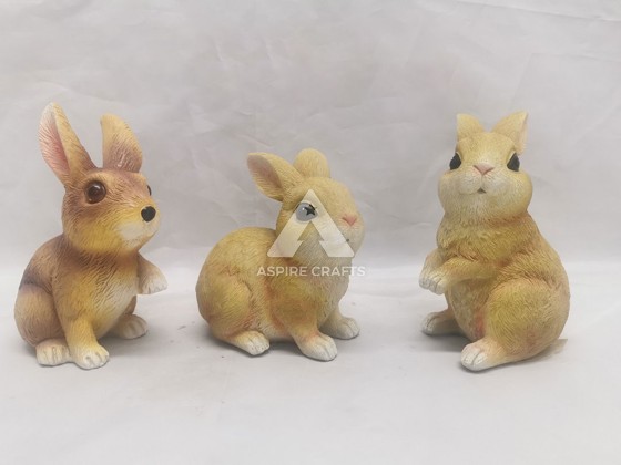 Cheerful Synthetic Polyresin Easter Bunny Decor