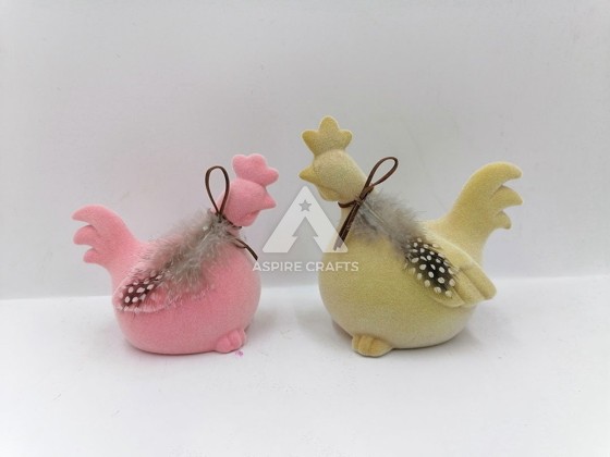 Vibrant Synthetic Polyresin Easter Rooster Ornaments