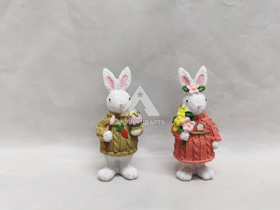 Delightful Synthetic Polyresin Easter Bunnies for Your Mantle