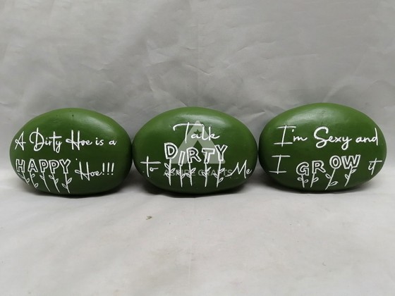 Green Polyresin Garden Stone with Engraved Text