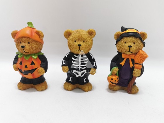 Spooky Halloween Bear Ornament in Synthetic Polyresin