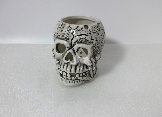 Mystical Halloween Skull Sculptures in Polyresin